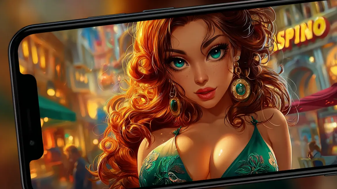 A beautiful woman with glowing blue hair is surrounded by a shower of gold coins in the vibrant 33BD casino, where magical wins and exciting jackpots are always possible.